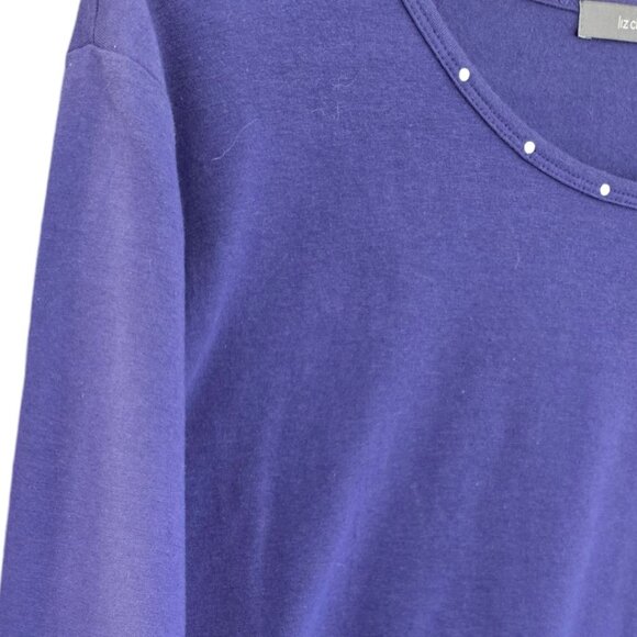 Liz Claiborne Womens 3/4 Sleeve Purple Top W/ Studded Neckline Size 2X - Picture 3 of 4